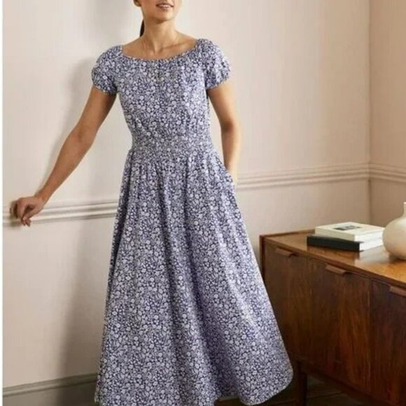 Boden Dresses & Skirts - Boden Blue Floral Bridal Easter Preppy Midi Dress Womens US size 10P